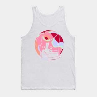 Astronaut Cat in Trippy colors, pink, orange, red, lilac green cute gift Tank Top